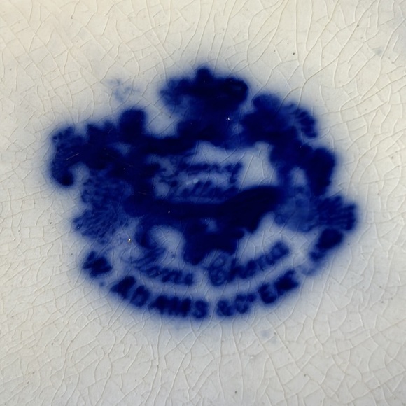 Antique Wm. Adams & Co. "Fairy Villas" Flow Blue 10 Inch Round Bowl - Picture 4 of 11